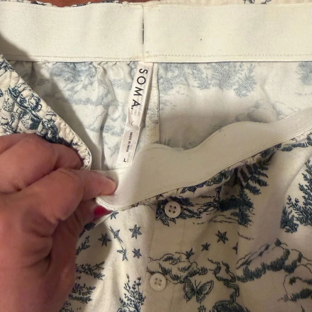 Soma Blue and Cream Wide Leg Pants